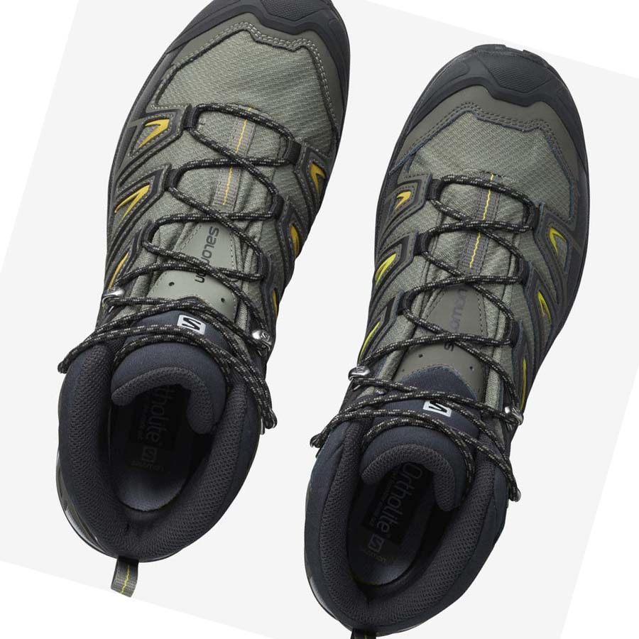 Salomon X ULTRA 3 WIDE MID GORE-TEX Erkek Yürüyüş Ayakkabısı Gri Siyah Yeşil | TR 3594TCE